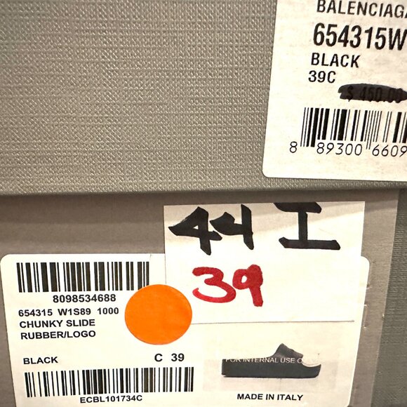 BALENCIAGA MONOSLIDE Sandals Mono Slides Rubber Pool Mules Shoes Black - Picture 16 of 16